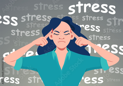 Vector of a stressed woman
