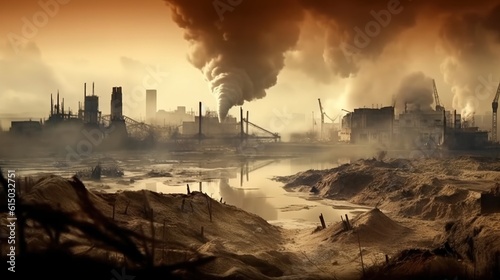 Earth destroyed by pollution. Generative AI