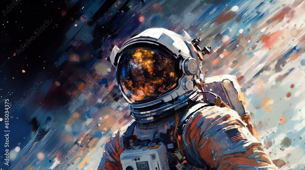 image of an astronaut in the style of abstract impressionism. Generative Ai. 
