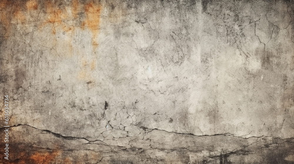 the texture of the old concrete wall is covered with dirt and rust spots. Generative Ai. 