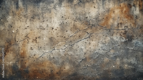 old concrete wall covered with cracks mold rust. Generative Ai. 