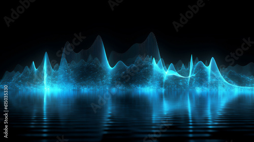 Audio soundwave scope signal as an abstract background depicting a sampled music sound wave frequency in a recording studio showing its amplitude, computer Generative AI stock illustration image