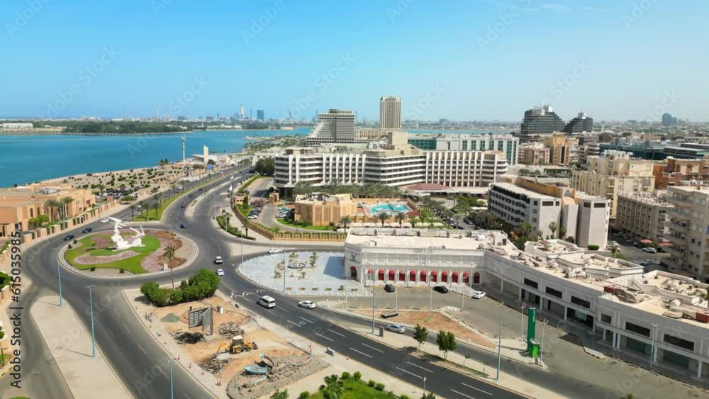 Vídeo do Stock Jeddah, Saudi Arabia Aerial view of coastal city and