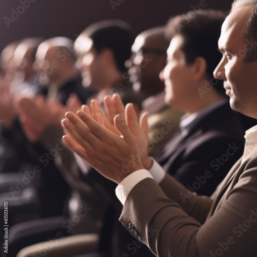 People applauding at a conference.