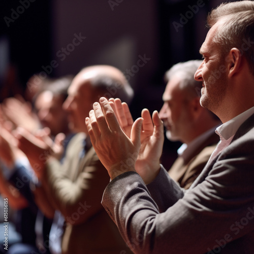 People applauding at a conference.