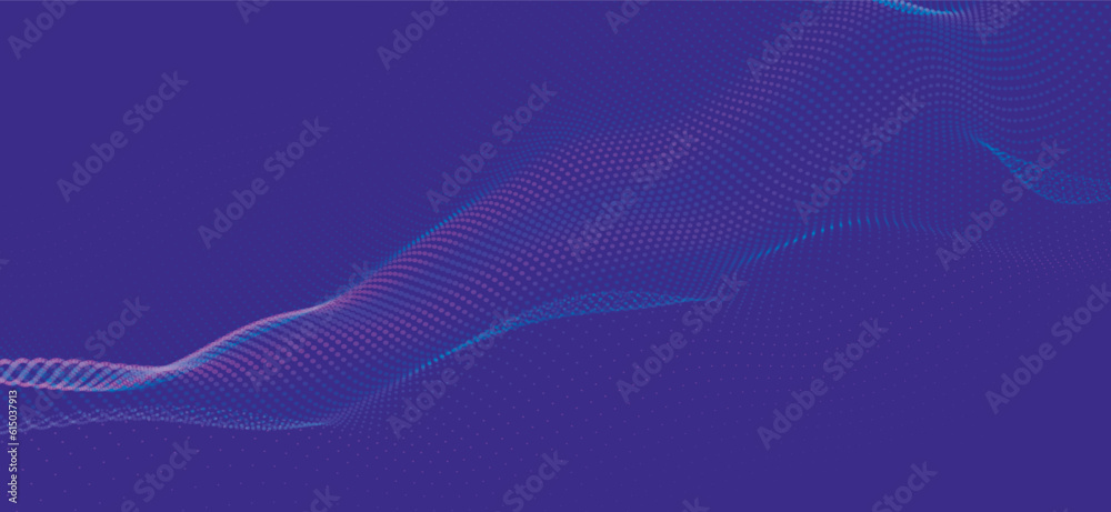 Fototapeta premium Abstract digital wave of particles. Futuristic point wave. Technology background vector. 3D rendering.
