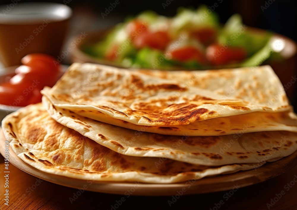 Stack of Flour Tortillas on the plate. generative AI image. Stack of Flour Tortillas on the plate. generative AI image.