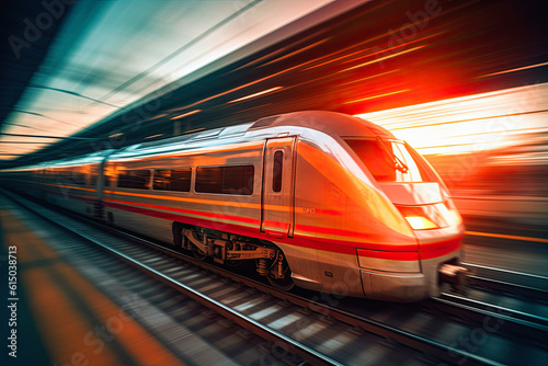 Modern Train, Motion blur, Transportation, Railway, ai generative