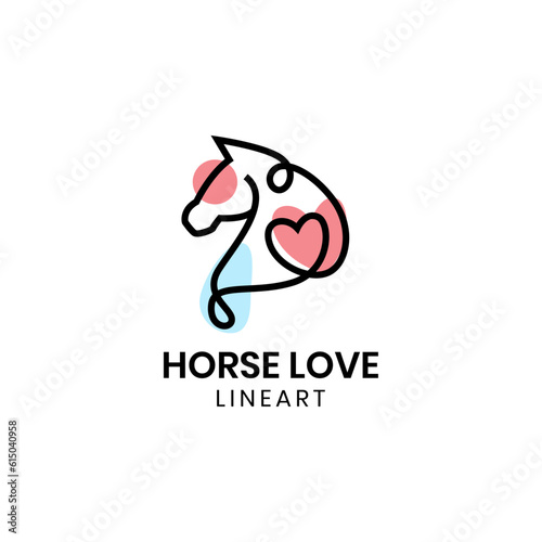 Creative horse love logo design 