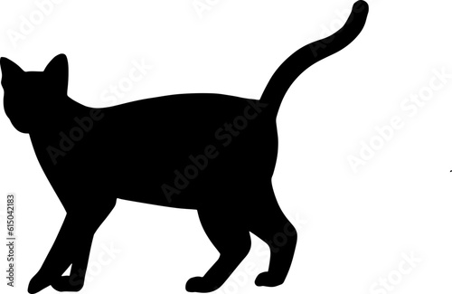 black cat silhouette cartoon cute illustration vector element