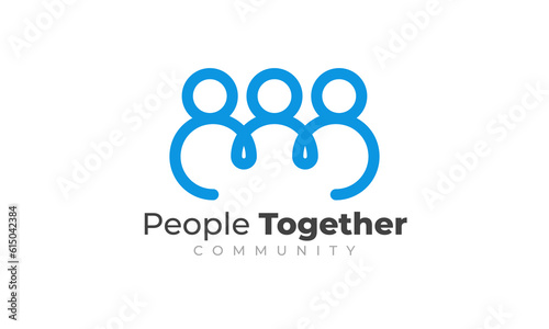 People together logo design. Hand in hand people outline vector illustration