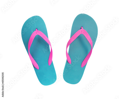 Blue and pink summer flipflops isolated on transparency png file