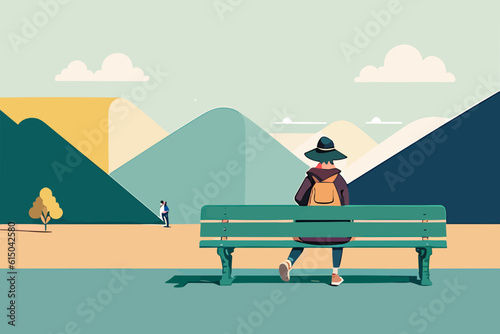 woman on a park bench
