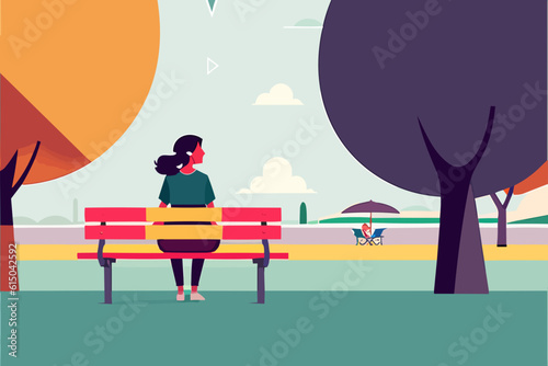 woman on a park bench