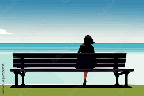 woman on a park bench photo