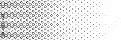 horizontal black halftone of beautiful flower design for pattern and background.