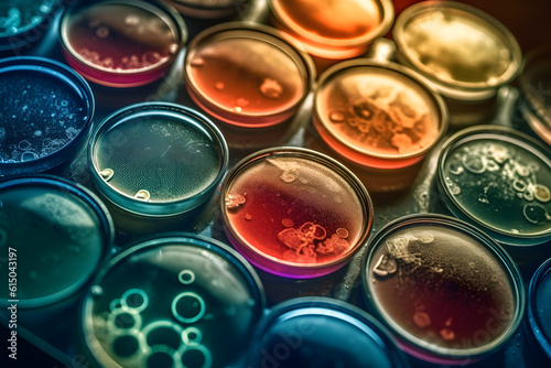 Bacteria and virus cells in scientific laboratory. Generative AI