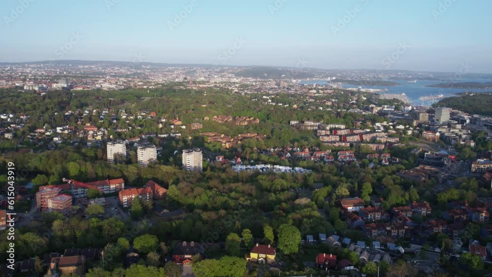 Oslo, Norway. Aerial View of Residential Neighborhoods on Hills With Downtown and Fjord in Background, Drone Shot Oslo, Norway. Aerial View of Residential Neighborhoods on Hills With Downtown and Fjord in Background, Drone Shot