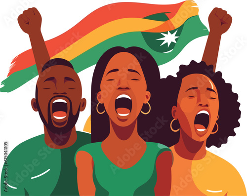 Emotional people shouting, youth day flat illustration, revolution, people emotions, 12 aug