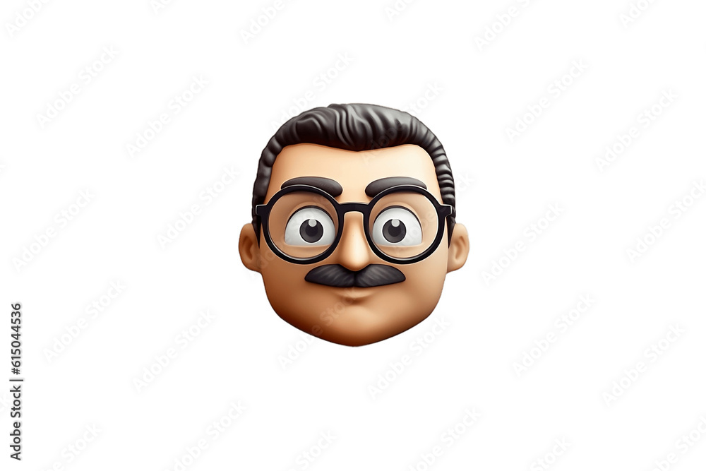 Emoji Man with Glasses on Transparent Background, AI
