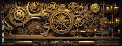 clock background, generative, ai, machine, mechanical, green, blue, gold © Svitlana
