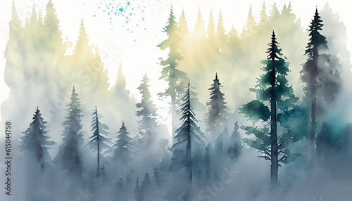 Dramatic light in a dark forest, a mysterious and surreal image.