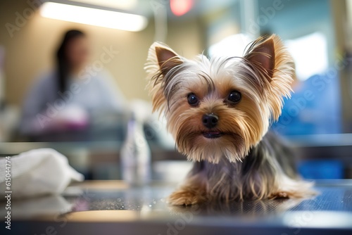Spirited Small Dog in High-Definition Pet Grooming Salon