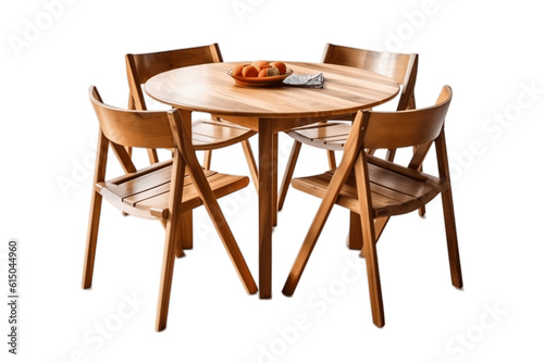 Isolated Modern Wooden Table with Chairs Cutout on Transparent  Background AI