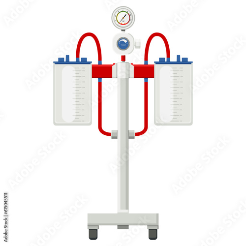 Medical equipment, Vacuum regulators suction Canister roll stands. Flat design