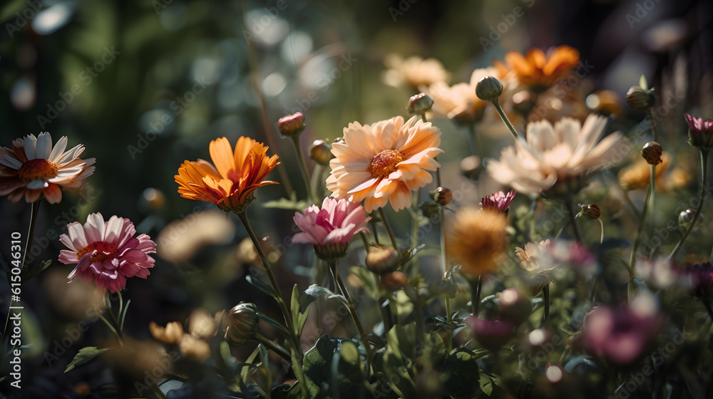 A kaleidoscope of beautiful summer flowers. Generative AI A kaleidoscope of beautiful summer flowers. Generative AI