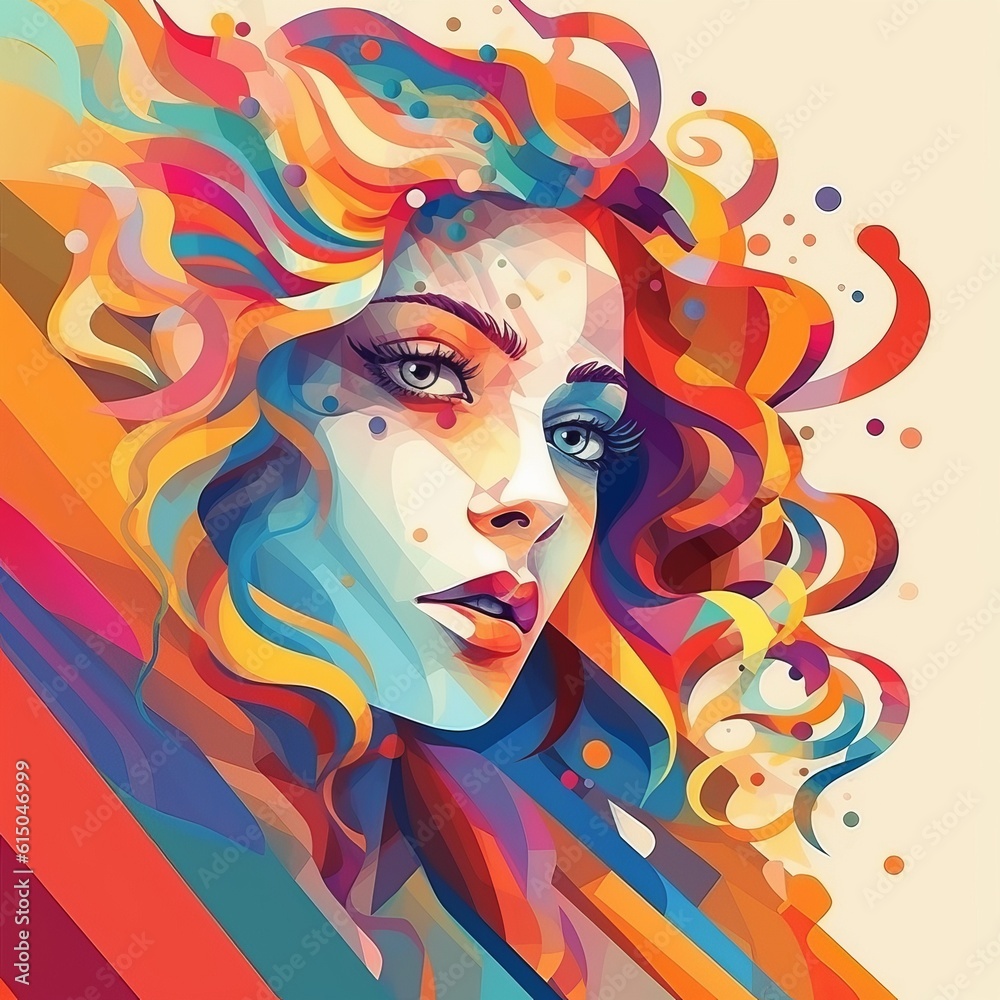 multicolored portrait of a woman Generative AI