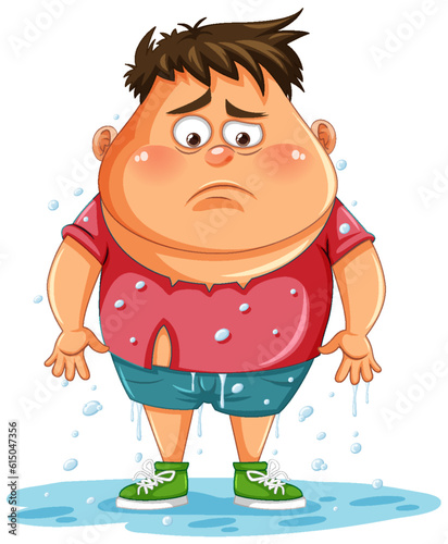 Sad Man Messing Up with Wet Water