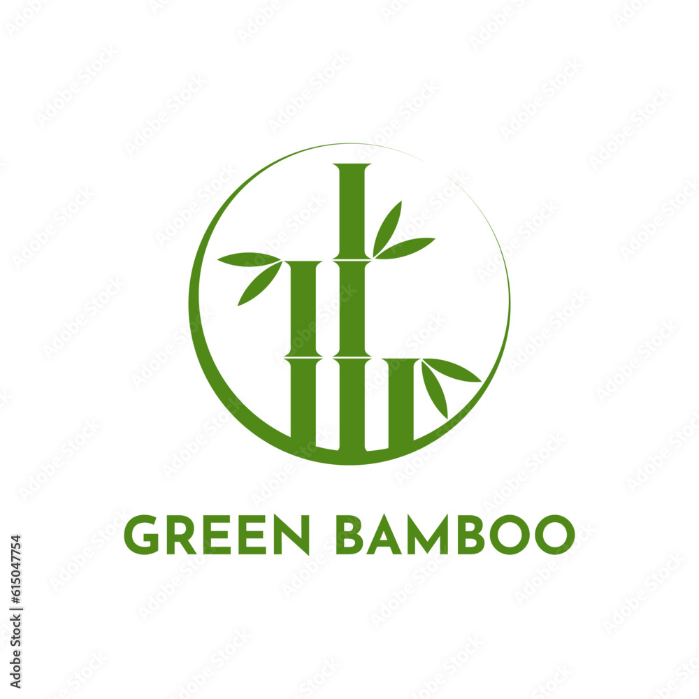 Fototapeta premium Green bamboo circle logo design concept
