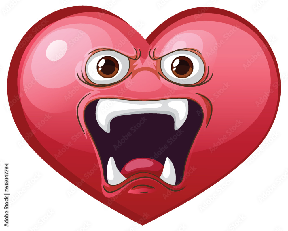 Heart shape with evil facial expression Heart shape with evil facial expression