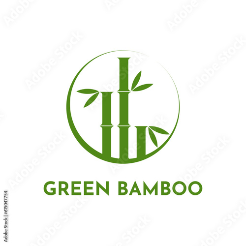 Green bamboo circle logo design concept