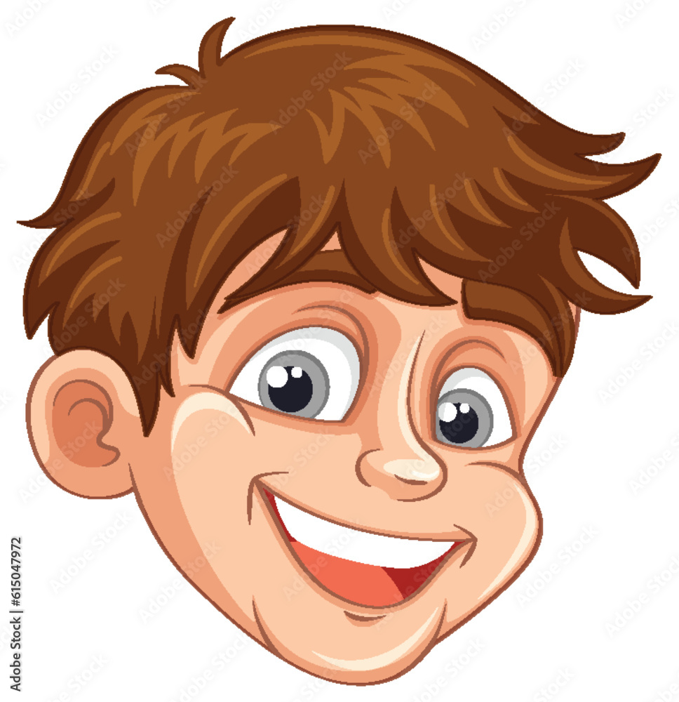Cheerful Boy with Positive Expression Cartoon Cheerful Boy with Positive Expression Cartoon