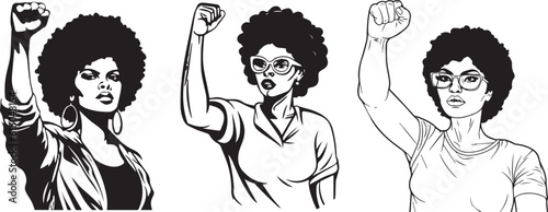 Winning victory style women, youth day flat illustration, revolution, people emotions, 12 aug