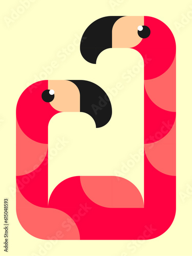 unique illustration of vector flamingo bird in white background