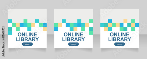 Electronic library for kids web banner design template. Vector flyer with text space. Advertising placard with customized copyspace. Promotional printable poster for advertising. Graphic layout