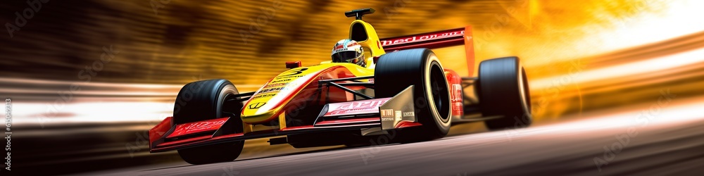 Fototapeta premium illustration,formula sports car racing on the race track,website header,generative ai