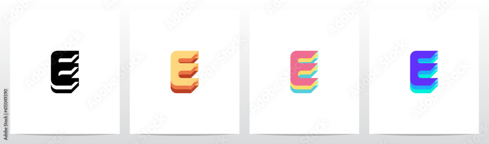  Layer Lining Level Letter Logo Design E