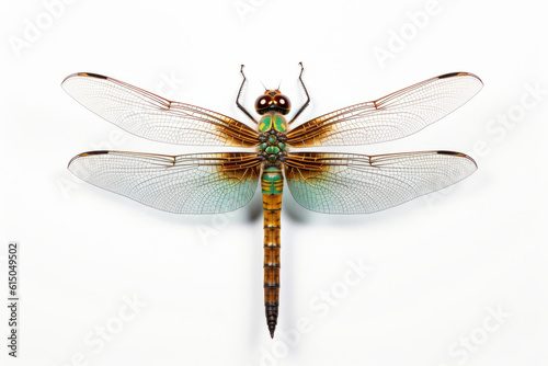 dragonfly macro white background. © tiero