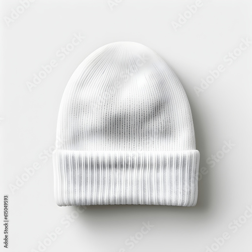 isolated white beanie hat with plain background. great for mockup design.