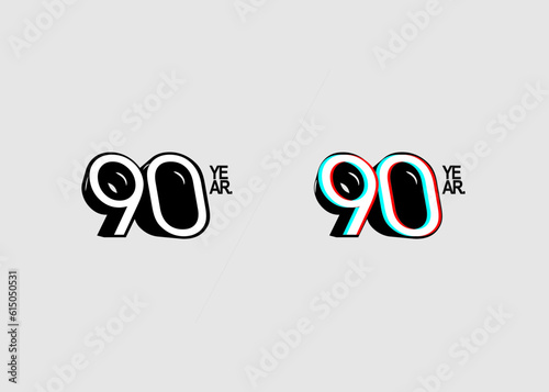logo number 90 vector modern letter, trendy