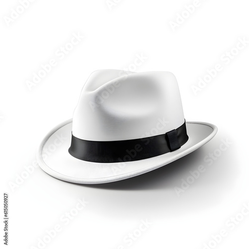 isolated black and white fedora hat.  photo