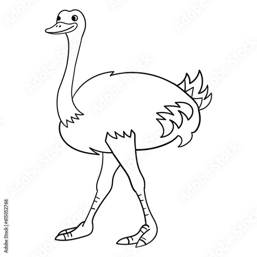 Discover the majesty of these graceful giants with this captivating black-and-white ostrich design. Ideal for coloring books, children can unleash their creativity and add vibrant colors