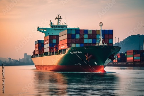 Container Cargo Ship Maritime Transport, Generative AI
