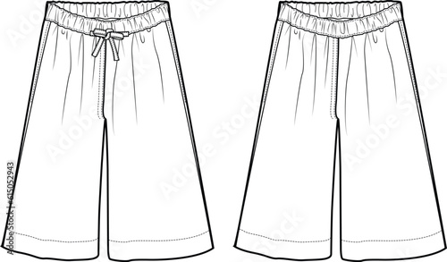 GIRLS AND TEENS CULOTTE TROUSER WIDE LEG BOTTOM WEAR VECTOR
