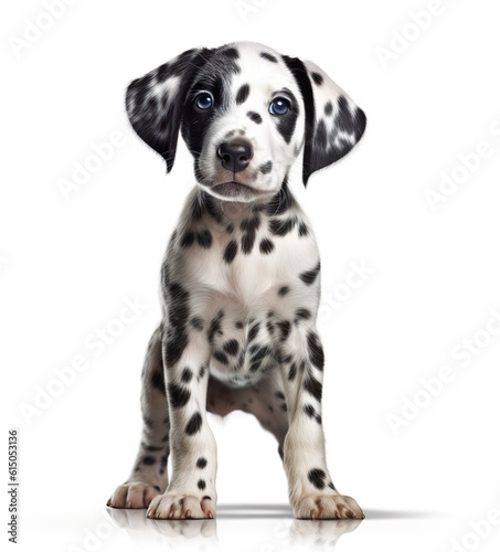Cute little Dalmatian dog puppy generative AI illustration. Lovely baby animals concept