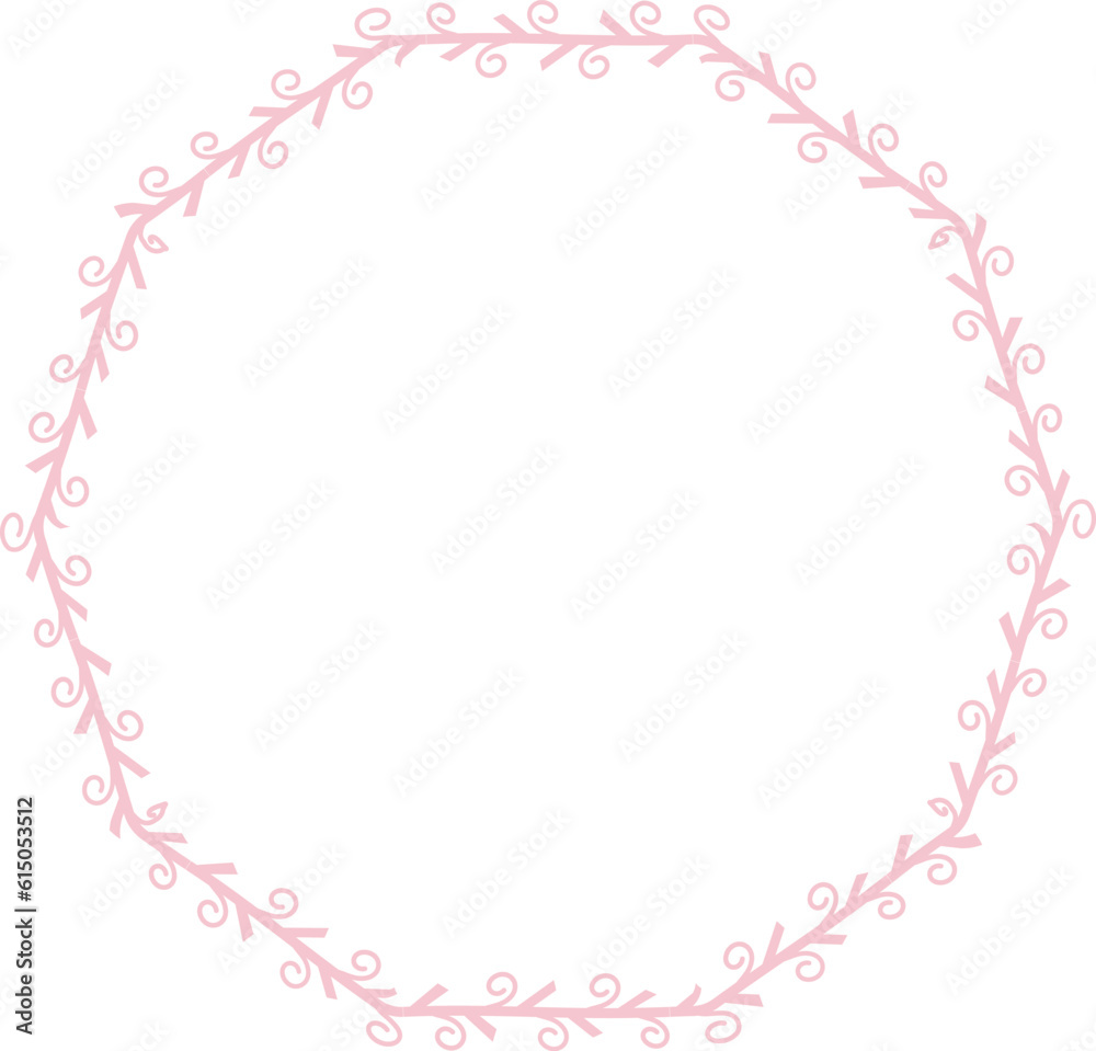 Decagon Shape Spiral Frame Leaf Flower frame laurel wreath floral vector pink pastel decoration leaves botanical borders border framing pressed flowers background wedding valentine anniversary congrat